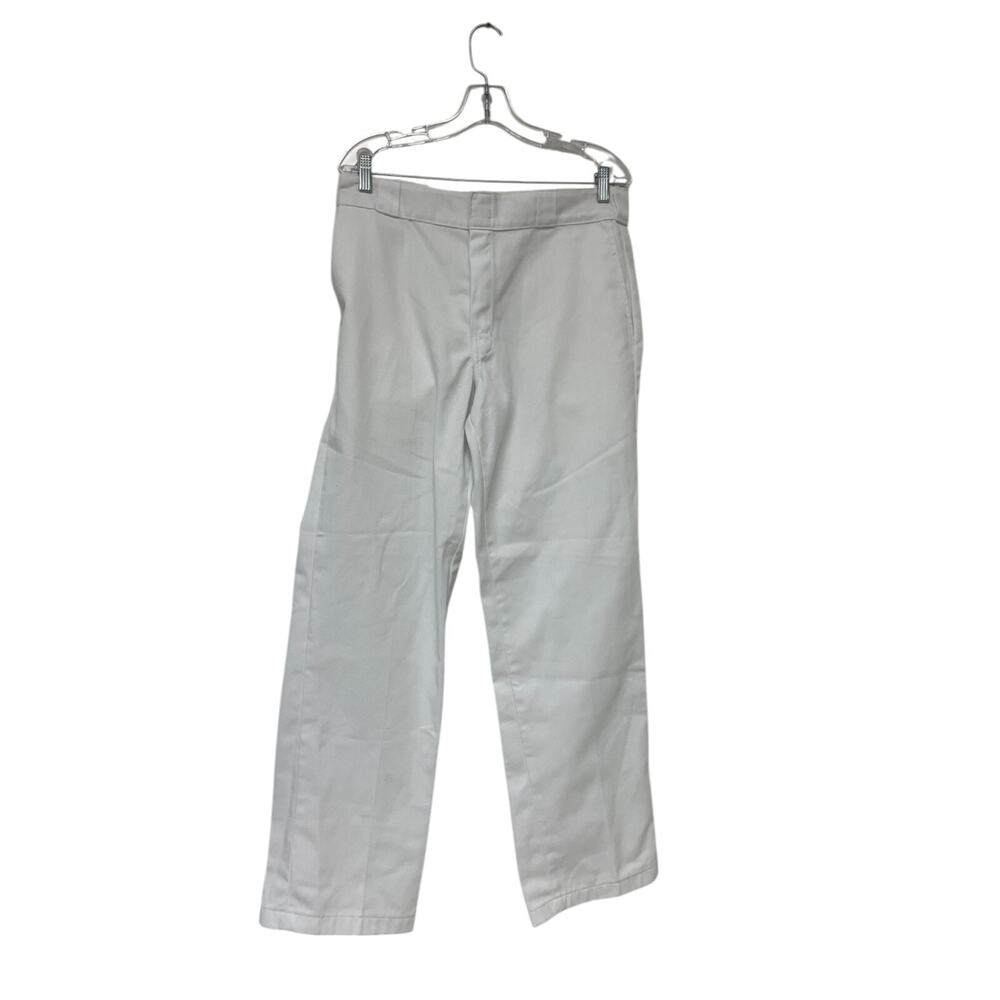 Dickies 874 Original Fit Work Pants Mens Size 32 White Flat Front Slash Pockets